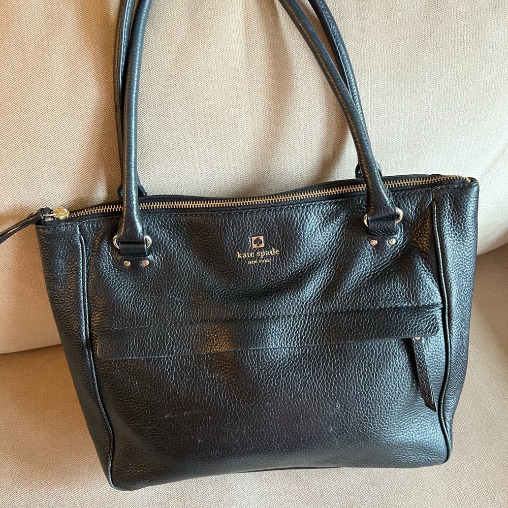 Authentic Kate Spade pebbled leather shoulder bag, black